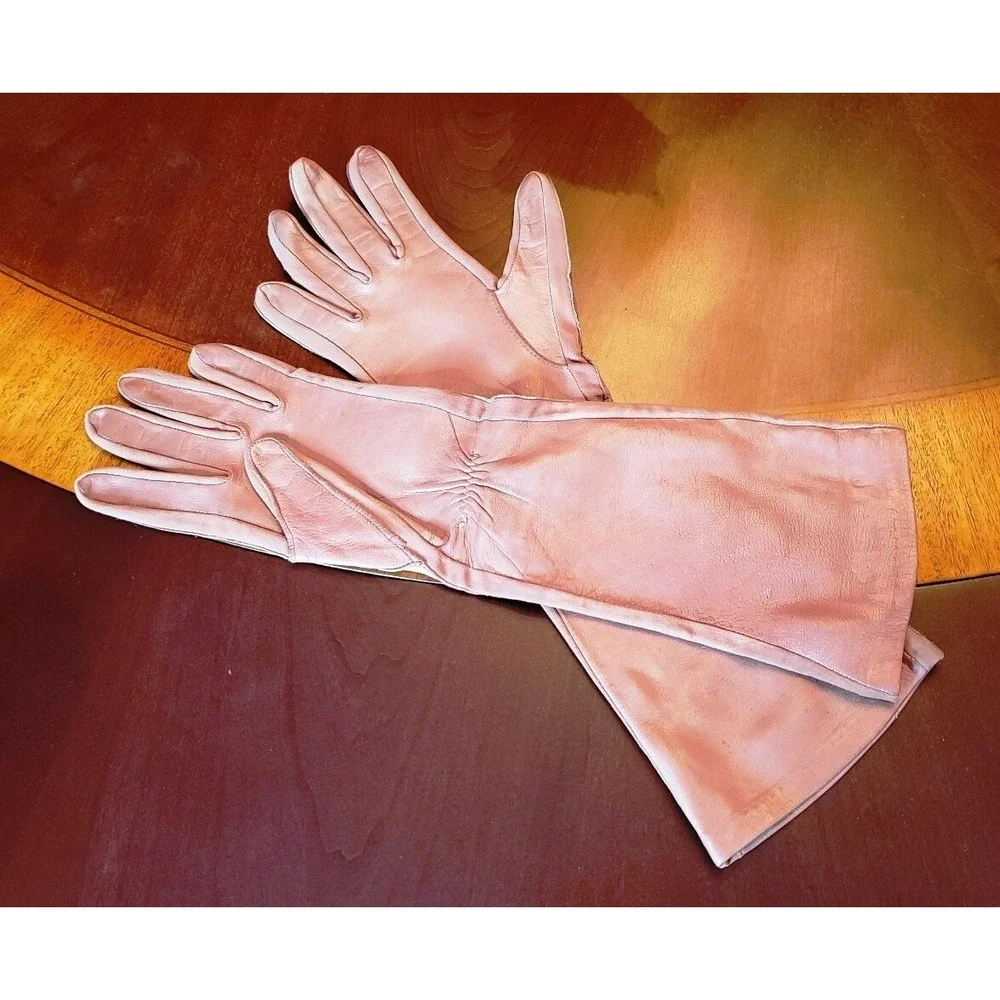 Women's‎ Long Elbow length Beige/Pink Gloves Size 3 Brand: Van Raalte